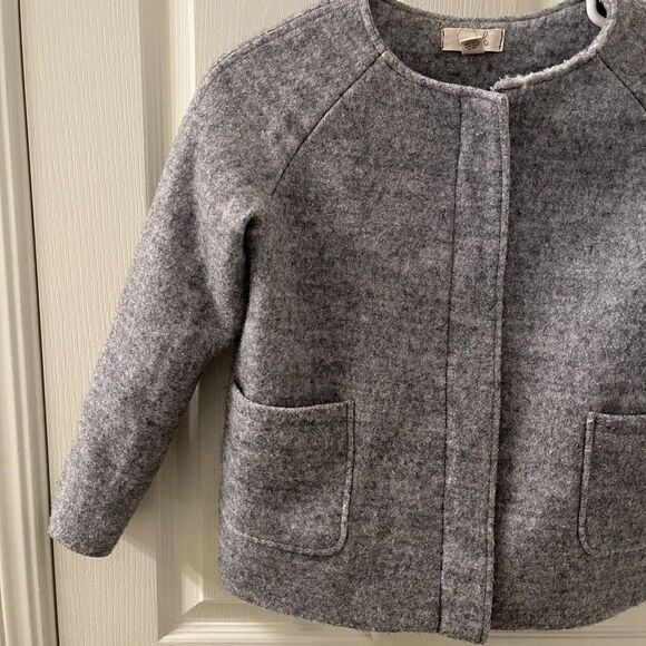 Peek Kids Girls Gray Wool Blend Coat Jacket Size Large 8 - Picture 5 of 12